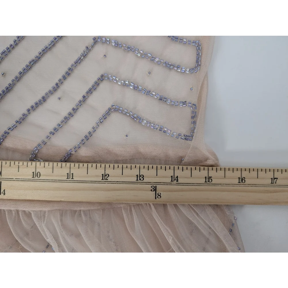 Two Free People Embellished Mesh Mini Dress XS Beaded Pink Blue Y2K Boho Glam